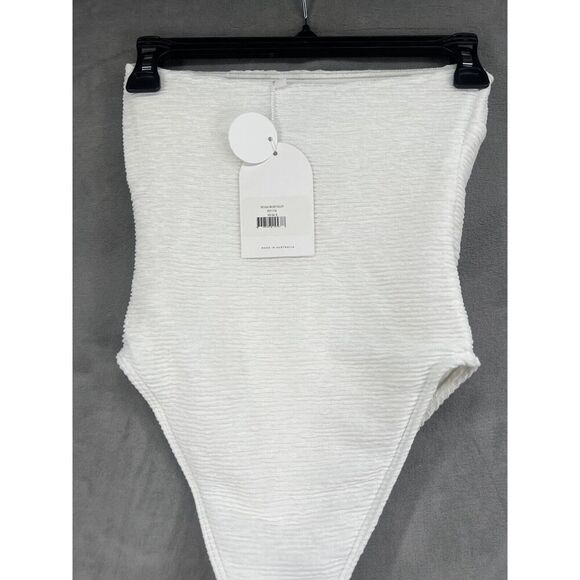 Rumer Rosa Bodysuit Size Small White Ribbed Strapless - Picture 6 of 9